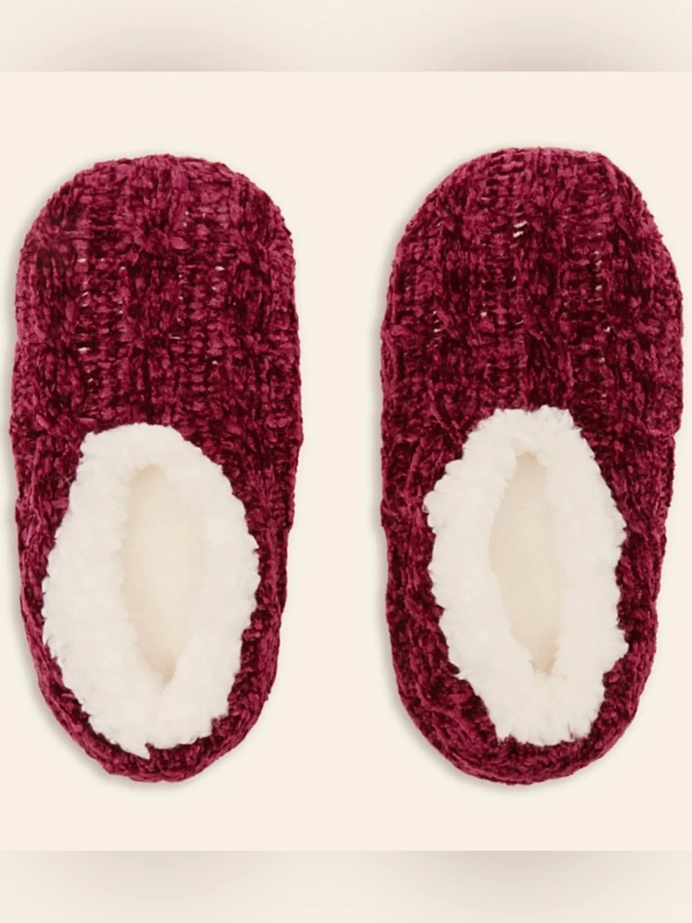 Charter Club Women's Cable Chenille Ped Slippers Size S/M Bright Rhubarb $20